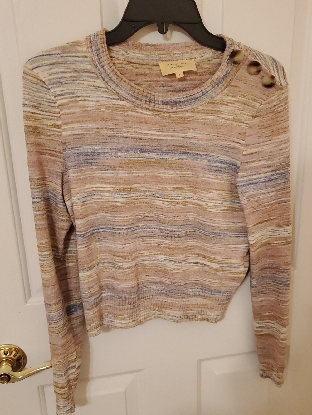 Sezane Pastel Multistripe Crewneck Sweater